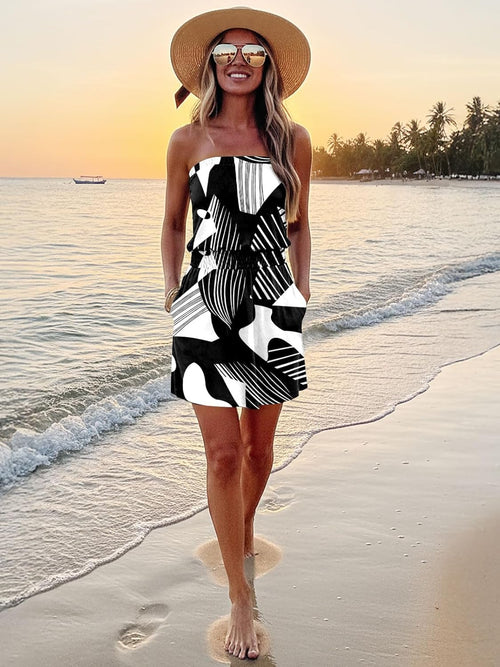 BreezeFit Strapless Summer Mini Sundress